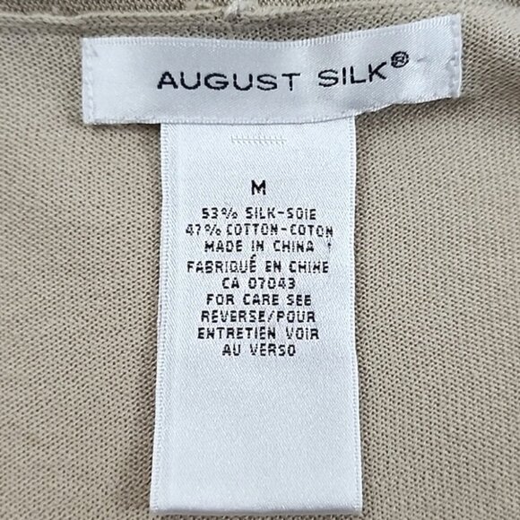 August Silk Women's Cream Silk Blend Open Front Cardigan 3/4 Sleeves Size Medium - Picture 9 of 11